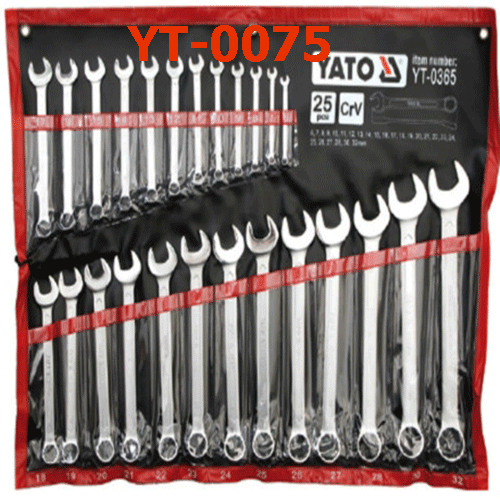 Bộ cờ lê vòng miệng (mờ) hệ mét 25 chi tiết Từ 6-32mm YT-0075