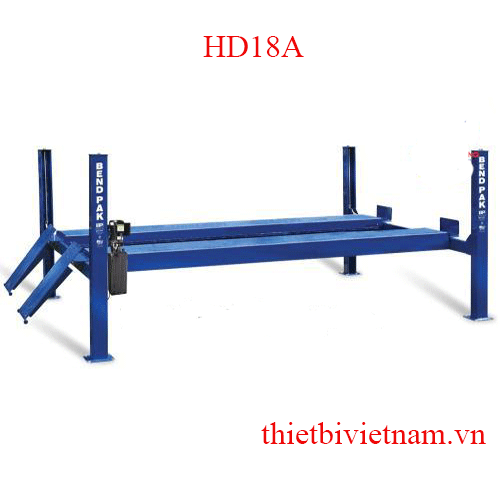 CẦU NÂNG 4 TRỤ XE TẢI CÔNG SUẤT 8 TẤN CÓ ĐĨA KIỂM TRA GÓC QUAY VÀ TẤM TRƯỢT CHO BÁNH SAU BENDPAK HD18A
