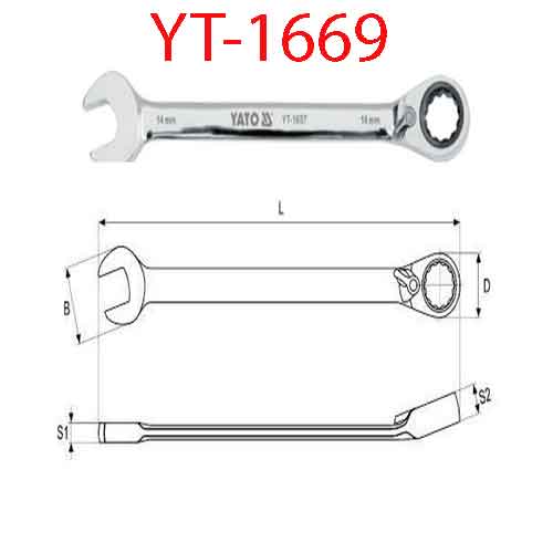 Cờ lê tự động đảo chiều có chốt khóa (mờ)26mm YATO YT-1669