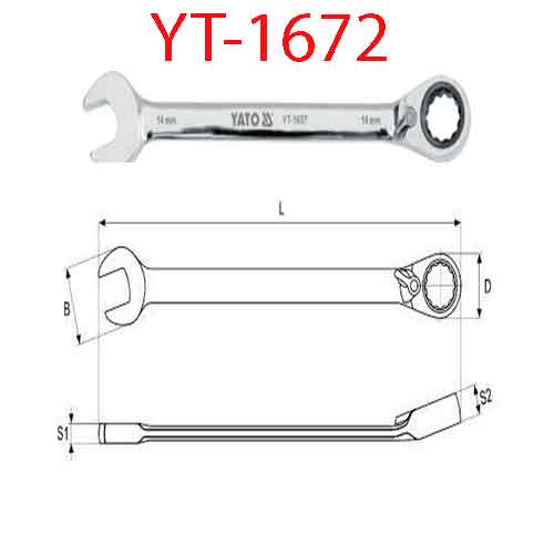 Cờ lê tự động đảo chiều có chốt khóa (mờ)30mm YATO YT-1672