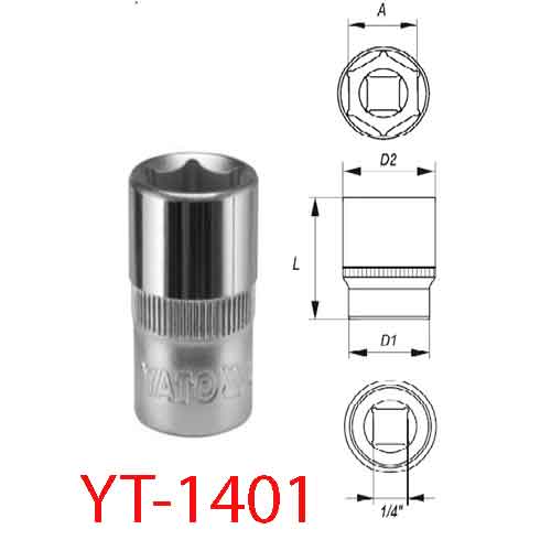 Đầu tuýp loại ngắn  4mm 1/4