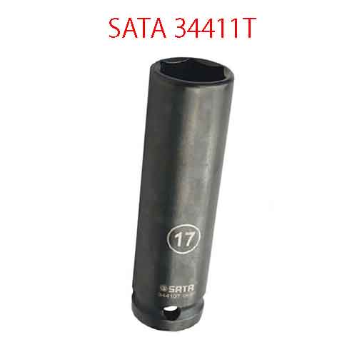 Đầu tuýp lục giác đen 1/2 inch thành mỏng, loại dài cỡ 18mm SATA 34411T