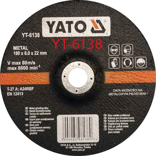 Đĩa mài kim loại 180X6,8X22mm YATO YT-6138