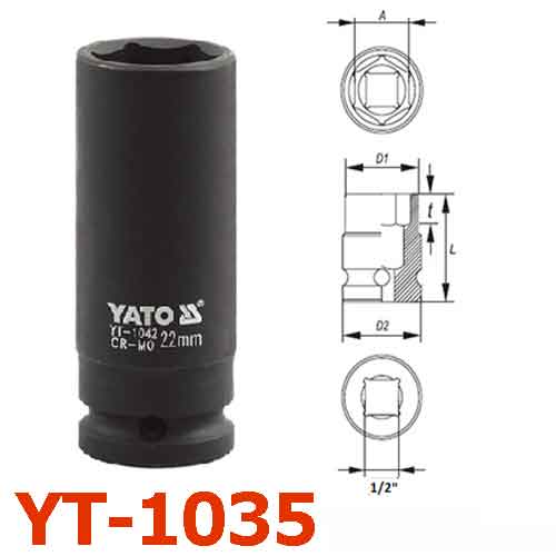 Khẩu tuýp vặn dài Khẩu L=78mm 1/2